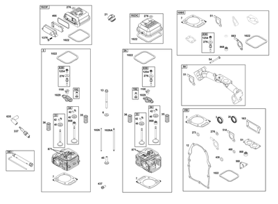Cylinder Head Group Diagram and Parts List for 386447-0500-G1 200000 - 399999 Briggs and Stratton Engine